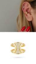 Gold CZ Pave Cutout Hourglass Band Ear Cuff - CW1EARCUFF0070 | Wholesale Stainless Steel Jewelry Catwalk Jewellery Europe