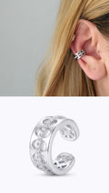 Silver CZ Pave Cutout Band Ear Cuff Alternate Angle - CW1EARCUFF0072 | Wholesale Stainless Steel Jewelry Catwalk Jewellery Europe