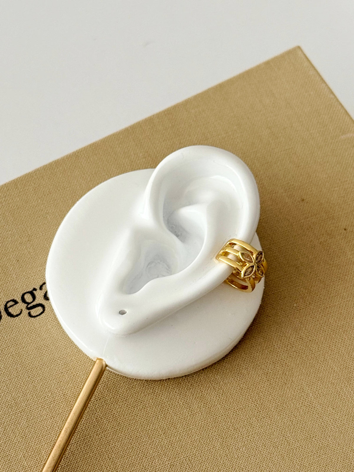 Gold Marquise CZ Flower Triple Band Ear Cuff - CW1EARCUFF0080 | Wholesale Stainless Steel Jewelry Catwalk Jewellery Europe