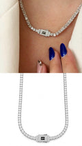 Silver CZ Solitaire Monaco Clasp Tennis Necklace - CW1NKL00145 | Wholesale Stainless Steel Jewelry Catwalk Jewellery Europe