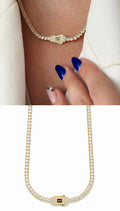 Gold CZ Solitaire Monaco Clasp Tennis Necklace - CW1NKL00146 | Wholesale Stainless Steel Jewelry Catwalk Jewellery Europe