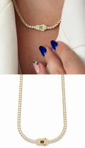 Gold CZ Solitaire Monaco Clasp Tennis Necklace - CW1NKL00147 | Wholesale Stainless Steel Jewelry Catwalk Jewellery Europe