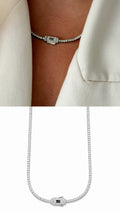 Silver CZ Solitaire Monaco Clasp Tennis Necklace - CW1NKL00151 | Wholesale Stainless Steel Jewelry Catwalk Jewellery Europe