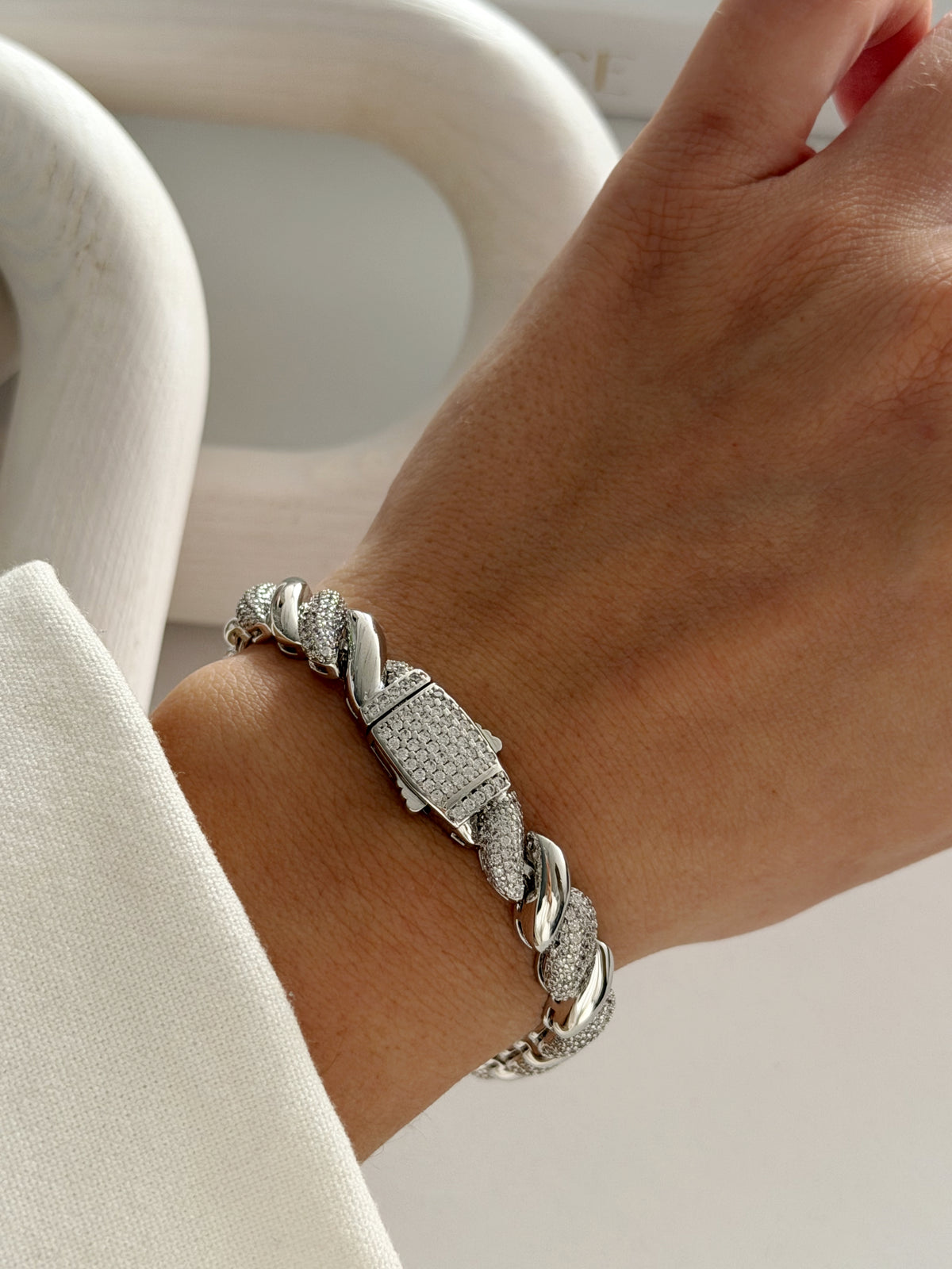 CW1VPBRCLT00277-silver-cz-pave-chunky-twisted-rope-chain-bracelet-catwalkjewellery wholesale jewelry BRACELETS  Catwalk Jewellery Europe