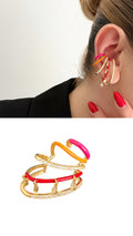 Gold Colorful Enamel CZ Pave Multi Layer Dangle Charm Ear Cuff - CW1EARCUFF00138 | Wholesale Stainless Steel Jewelry Catwalk Jewellery Europe