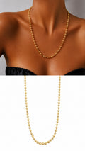 Gold Beaded Ball Chain Necklace - CW1NKL0012 | Wholesale Stainless Steel Jewelry Catwalk Jewellery Europe