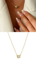 Gold Solitaire Bezel Set Oval CZ Pendant Necklace - CW1NKL007 | Wholesale Stainless Steel Jewelry Catwalk Jewellery Europe