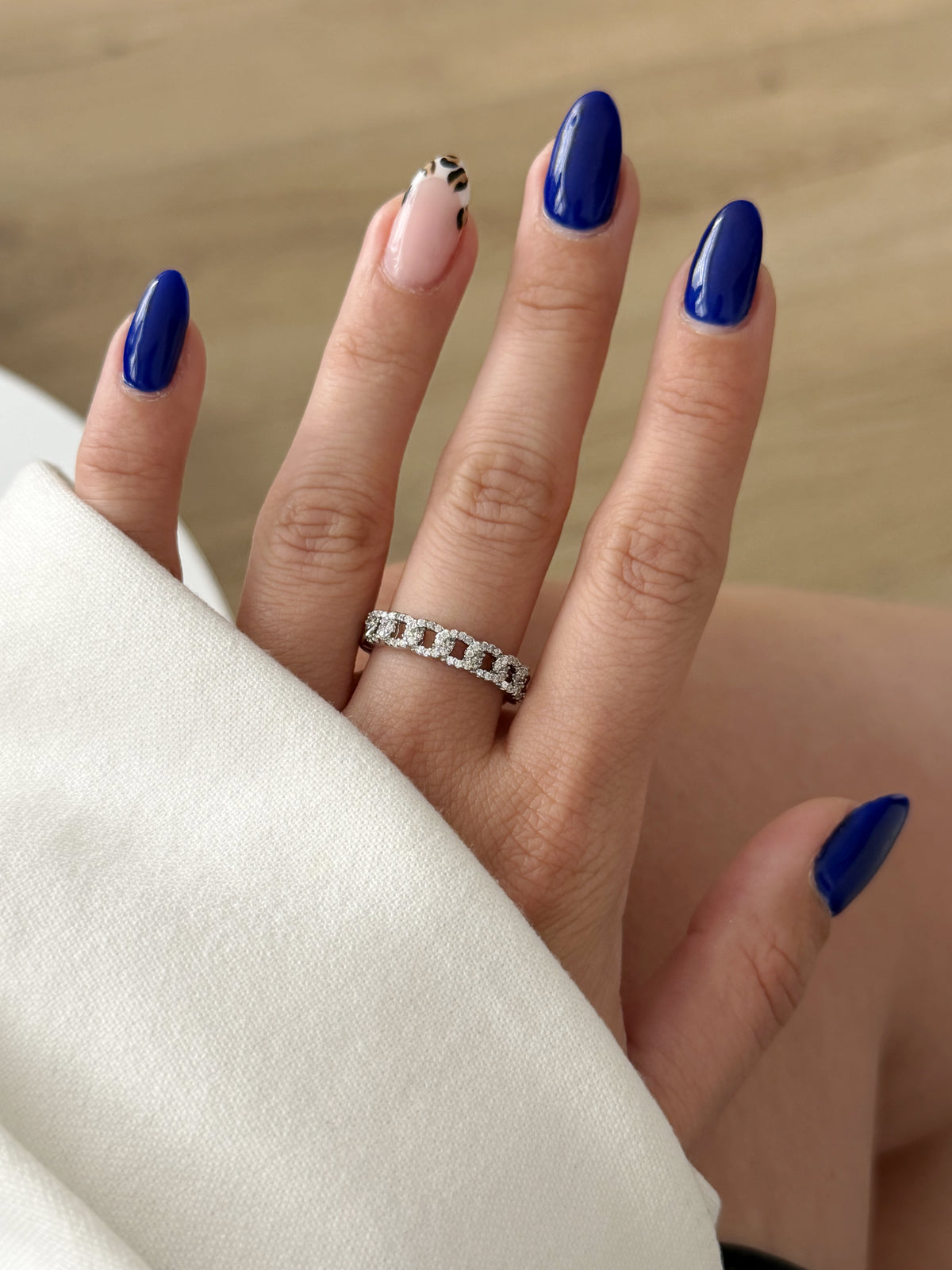 Silver CZ Pave Curb Chain Band Ring - CW1RING0064 | Wholesale Stainless Steel Jewelry Catwalk Jewellery Europe
