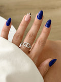 Silver CZ Pave Interlocking D Link Ring - CW1RING0068 | Wholesale Stainless Steel Jewelry Catwalk Jewellery Europe