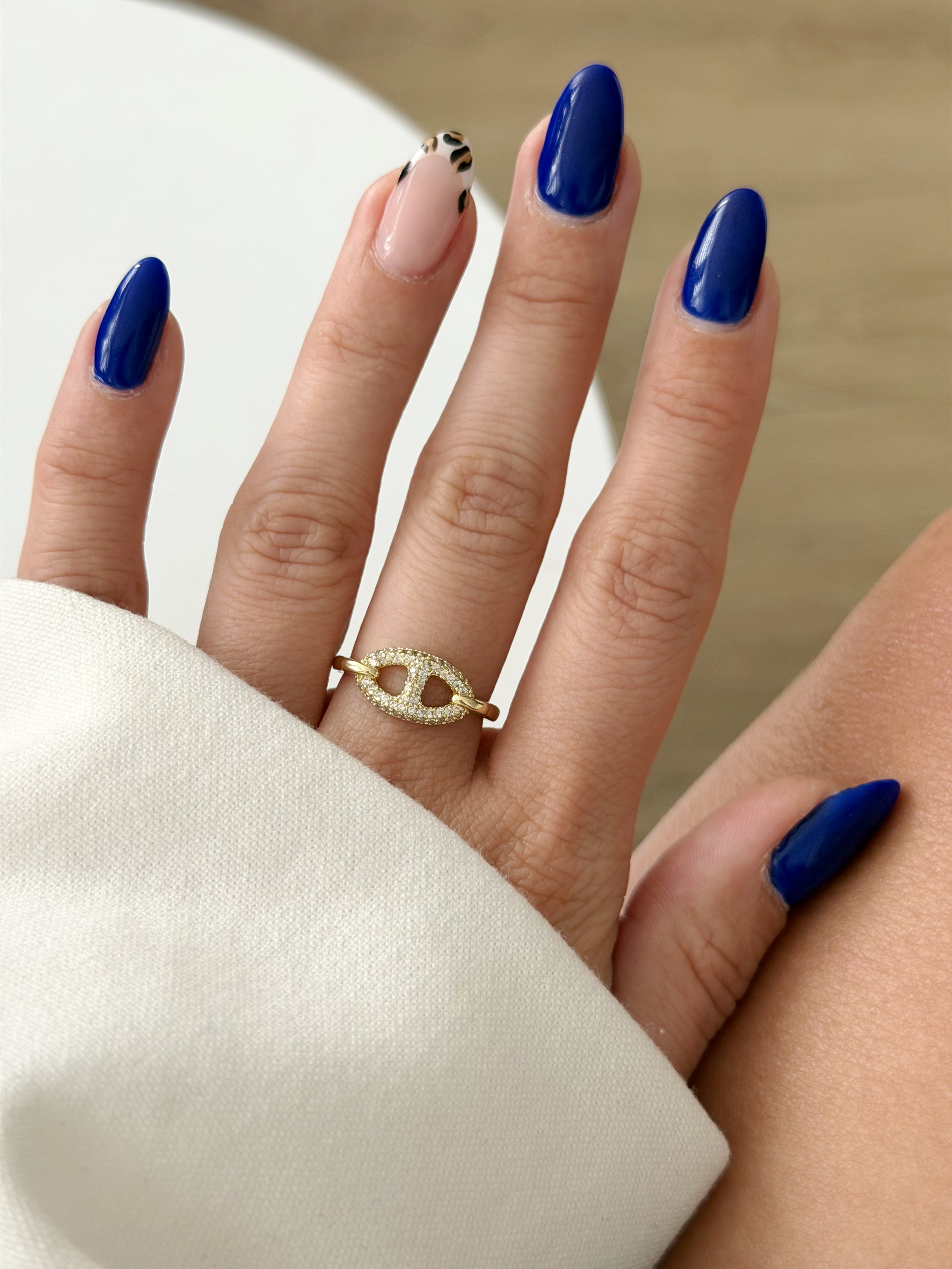CW1RING0077-gold-cz-pave-mariner-anchor-link-ring-catwalkjewellery wholesale jewelry RINGS Catwalk Jewellery Europe