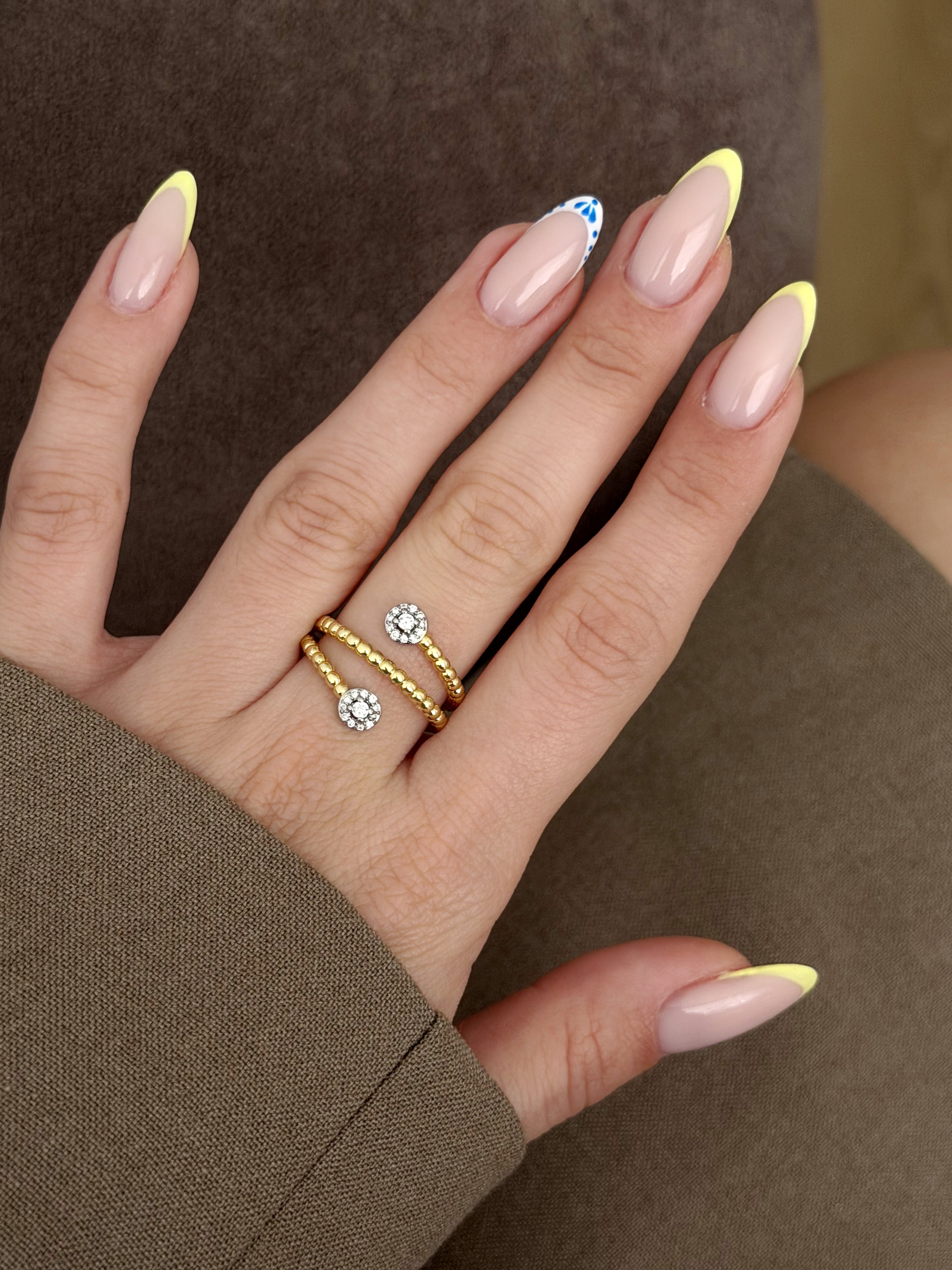 CW1RING0087-gold-beaded-spiral-bypass-cz-cluster-ring-catwalkjewellery wholesale jewelry RINGS Catwalk Jewellery Europe