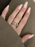 Silver CZ Pave Clover Motif Cutout Band Ring - CW1RING0089 | Wholesale Stainless Steel Jewelry Catwalk Jewellery Europe