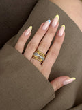 Gold Multi Strand Criss Cross CZ Pave Wide Band Ring - CW1RING0092 | Wholesale Stainless Steel Jewelry Catwalk Jewellery Europe