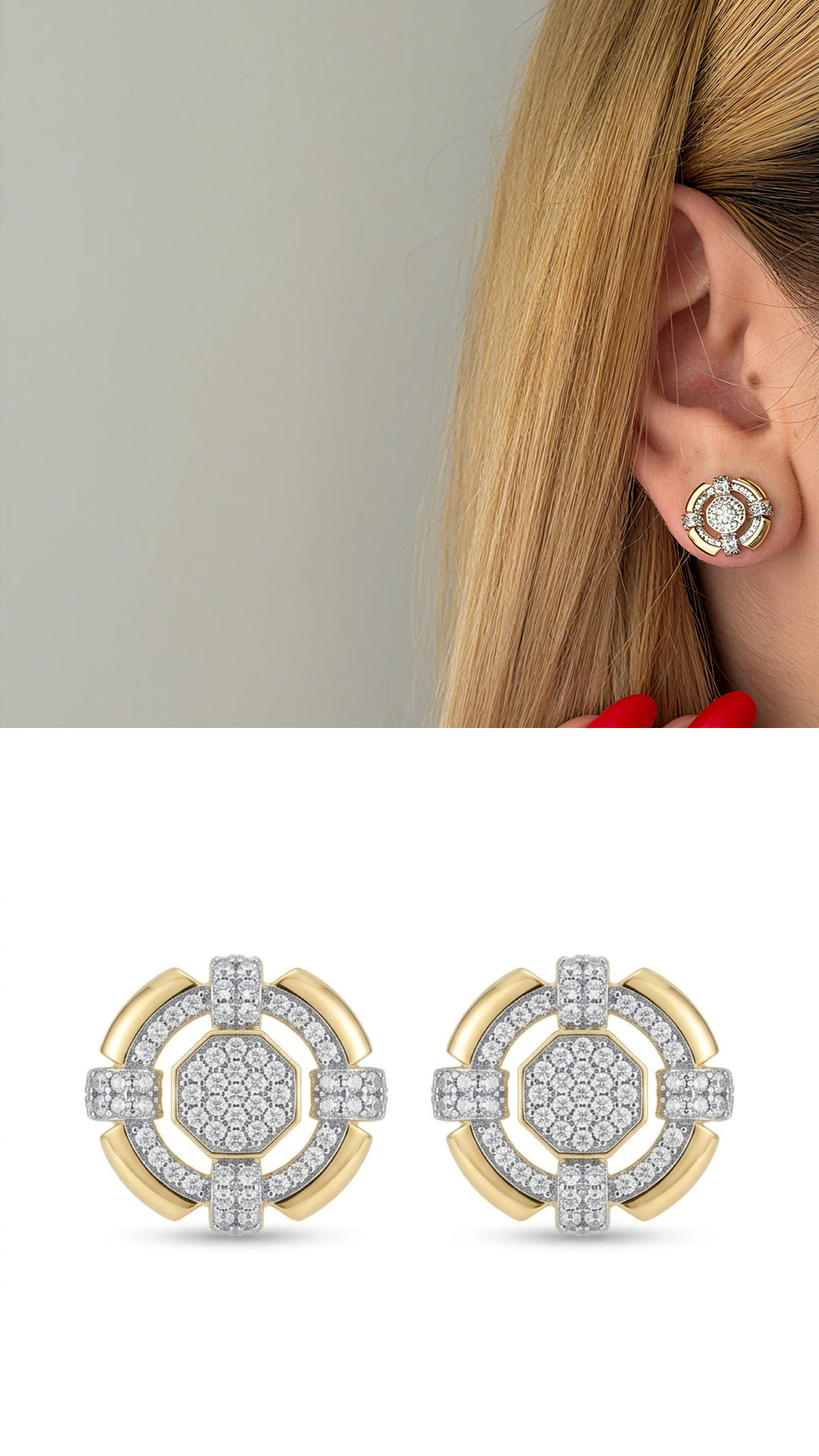 Two-Tone Cubic Zirconia Vip 14k earrings  – Catwalk Jewellery wholesale jewelry VIP 14K EARRINGS  Catwalk Jewellery Europe
