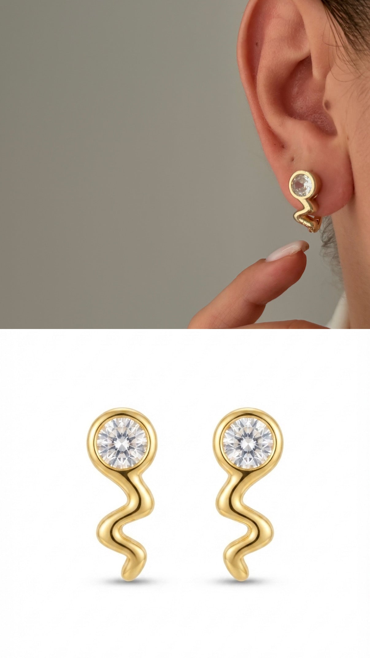 CW1VPEARNG0036-gold-emerald-cut-cz-bezel-stud-earrings-catwalkjewellery wholesale jewelry VIP 14K EARRINGS  Catwalk Jewellery Europe