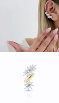 Gold Marquise CZ Flower Cluster Climber Ear Cuff - CW1EARCUFF00147 | Wholesale Stainless Steel Jewelry Catwalk Jewellery Europe