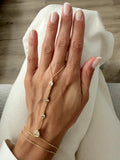 Gold Baguette Crystal Hand Chain - CW1HANDCHAIN00133 | Wholesale Stainless Steel Jewelry Catwalk Jewellery Europe