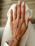 Silver Crystal Geometric Station Hand Chain - CW1HANDCHAIN00153 | Wholesale Stainless Steel Jewelry Catwalk Jewellery Europe