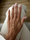 Gold Triple Heart Charm Hand Chain - CW1HANDCHAIN00168 | Wholesale Stainless Steel Jewelry Catwalk Jewellery Europe