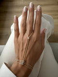 Gold Triple Crystal Station Hand Chain - CW1HANDCHAIN00180 | Wholesale Stainless Steel Jewelry Catwalk Jewellery Europe