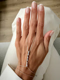 Silver Plated Stainless Steel Baguette CZ Bar Hand Chain Bracelet - CW1HANDCHAIN00192 | Wholesale Stainless Steel Jewelry Catwalk Jewellery Europe