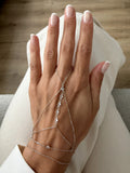 Silver Plated Stainless Steel Bezel CZ Spiderweb Drape Hand Chain Bracelet - CW1HANDCHAIN00194 | Wholesale Stainless Steel Jewelry Catwalk Jewellery Europe