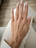 18K Gold Plated Stainless Steel Bezel CZ Bar Station Hand Chain Bracelet - CW1HANDCHAIN00198 | Wholesale Stainless Steel Jewelry Catwalk Jewellery Europe
