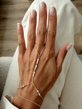 18K Gold Plated Stainless Steel Baguette CZ Arrow Station Hand Chain Bracelet - CW1HANDCHAIN00204 | Wholesale Stainless Steel Jewelry Catwalk Jewellery Europe