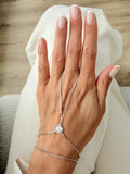 Silver Plated Stainless Steel Disc Sequin Four Leaf Clover Hand Chain Bracelet - CW1HANDCHAIN00221 | Wholesale Stainless Steel Jewelry Catwalk Jewellery Europe
