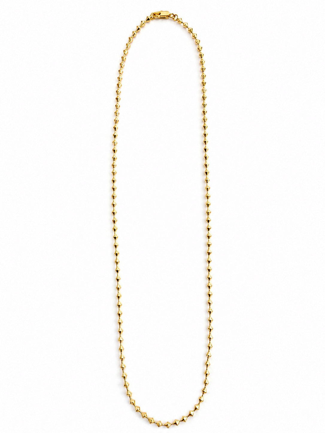 Gold Pyramid Studded Station Chain Necklace - CW1NKL0020 | Wholesale Stainless Steel Jewelry Catwalk Jewellery Europe