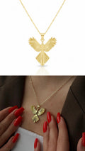 Gold Phoenix Bird Pendant Necklace - CW1NKL0024 | Wholesale Stainless Steel Jewelry Catwalk Jewellery Europe