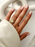 Gold Chunky Round CZ Halo Solitaire Statement Ring - CW1RING00105 | Wholesale Stainless Steel Jewelry Catwalk Jewellery Europe
