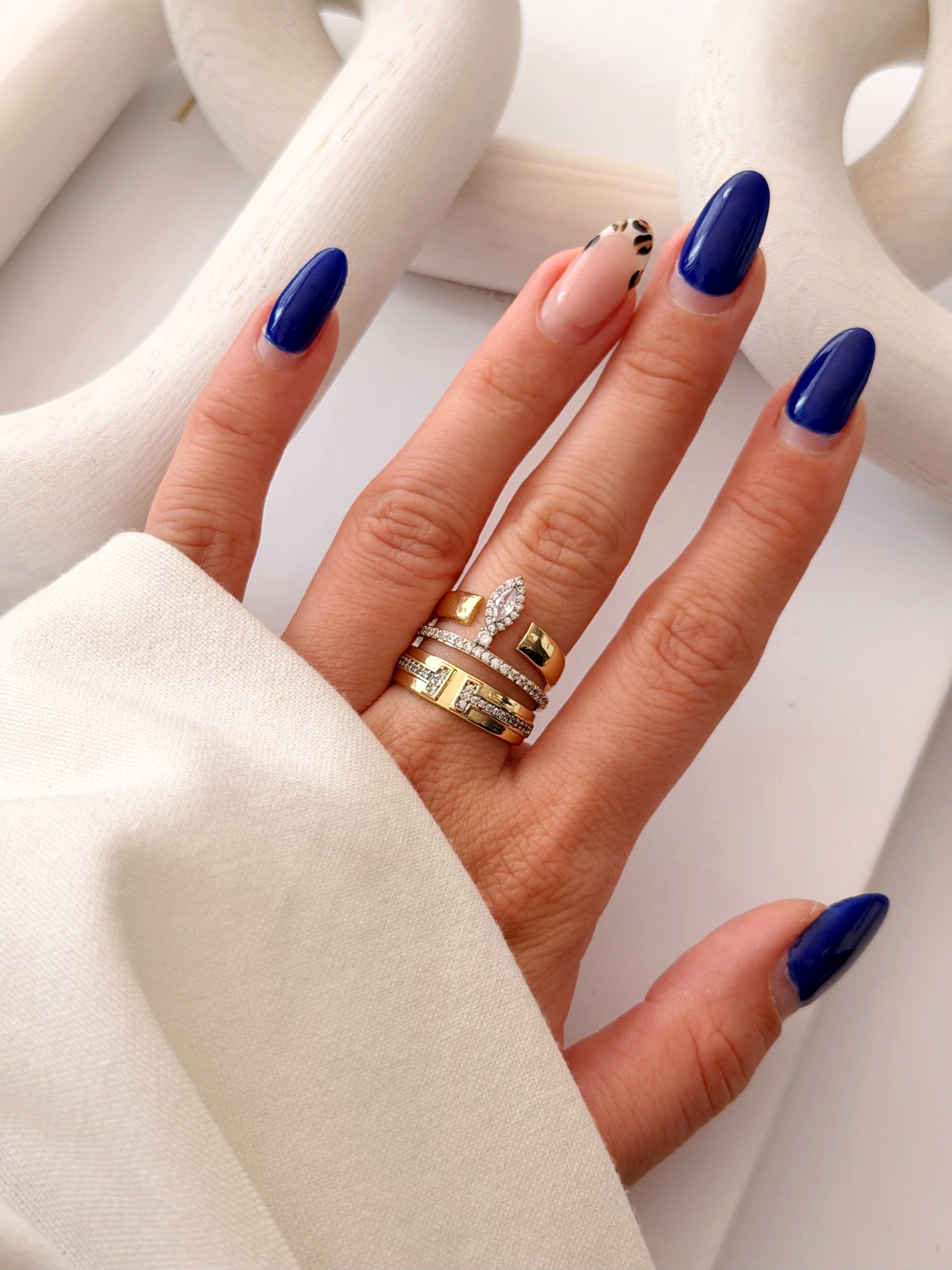 CW1RING00113-gold-cz-pave-marquise-charm-triple-band-ring-catwalkjewellery wholesale jewelry RINGS Catwalk Jewellery Europe
