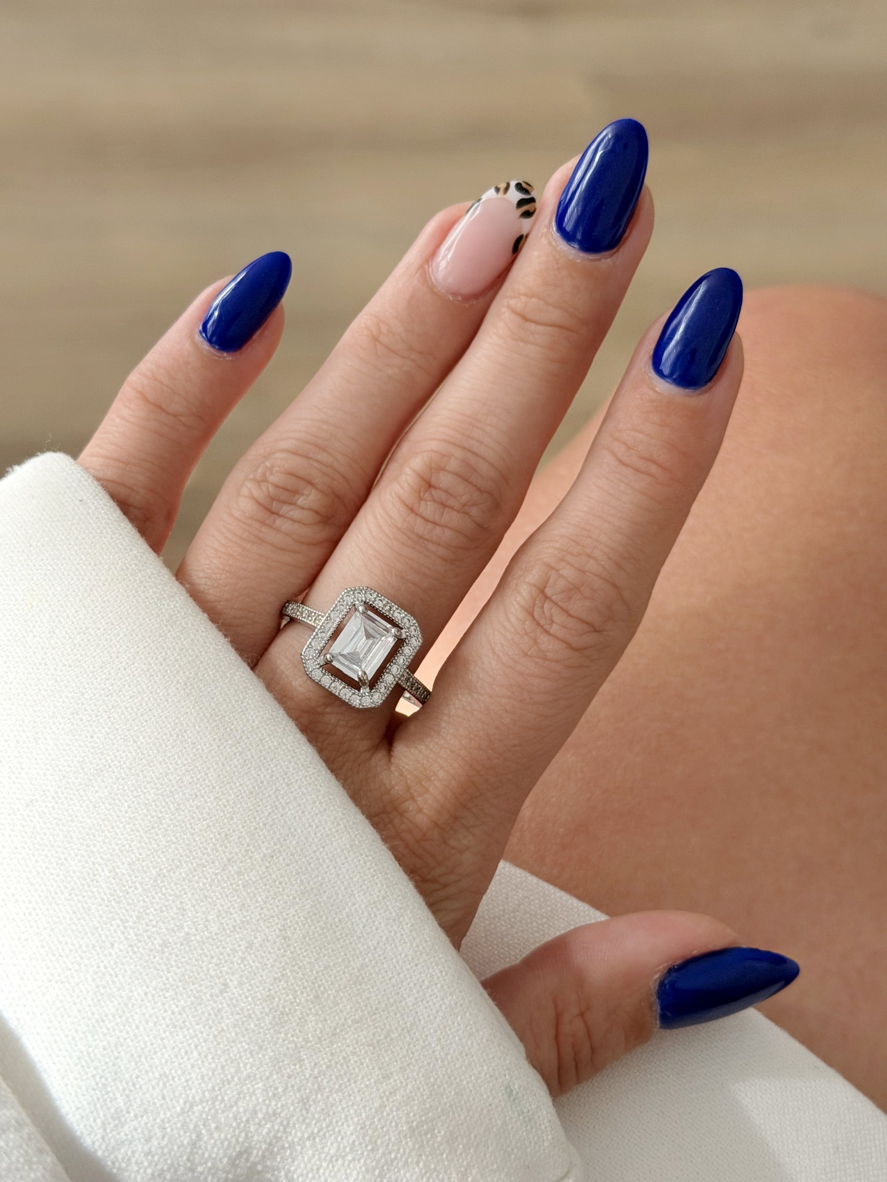 CW1RING00141-silver-emerald-cut-cz-double-halo-engagement-ring-catwalkjewellery wholesale jewelry RINGS Catwalk Jewellery Europe