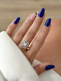 Silver Emerald Cut CZ Double Halo Engagement Ring - CW1RING00141 | Wholesale Stainless Steel Jewelry Catwalk Jewellery Europe
