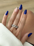 Silver CZ Pave Curb Chain Band Ring - CW1RING00146 | Wholesale Stainless Steel Jewelry Catwalk Jewellery Europe