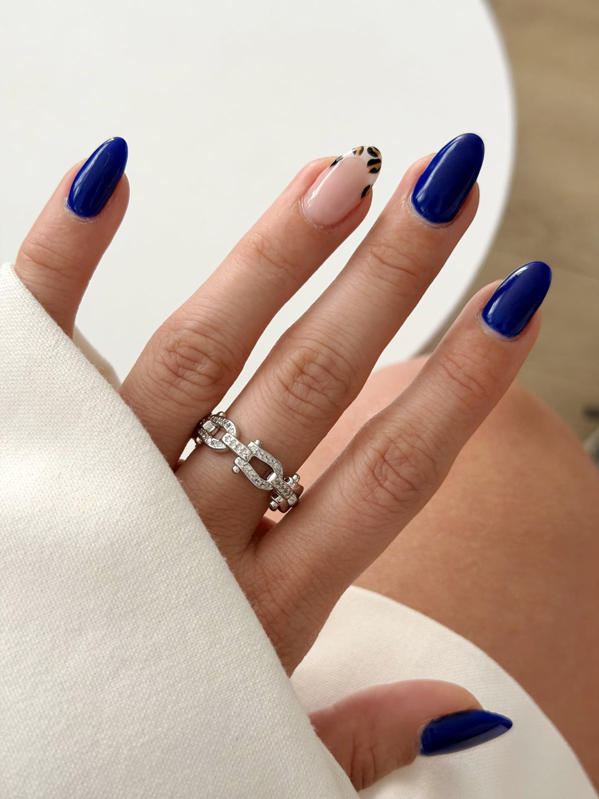 Silver CZ Pave Buckle Clasp Curb Chain Ring - CW1RING00163 | Wholesale Stainless Steel Jewelry Catwalk Jewellery Europe