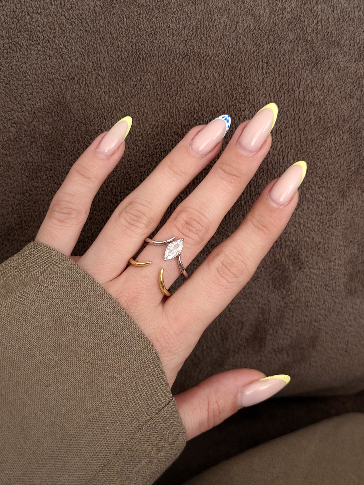 Two Tone Open Claw Marquise CZ Solitaire Ring - CW1RING00181 | Wholesale Stainless Steel Jewelry Catwalk Jewellery Europe