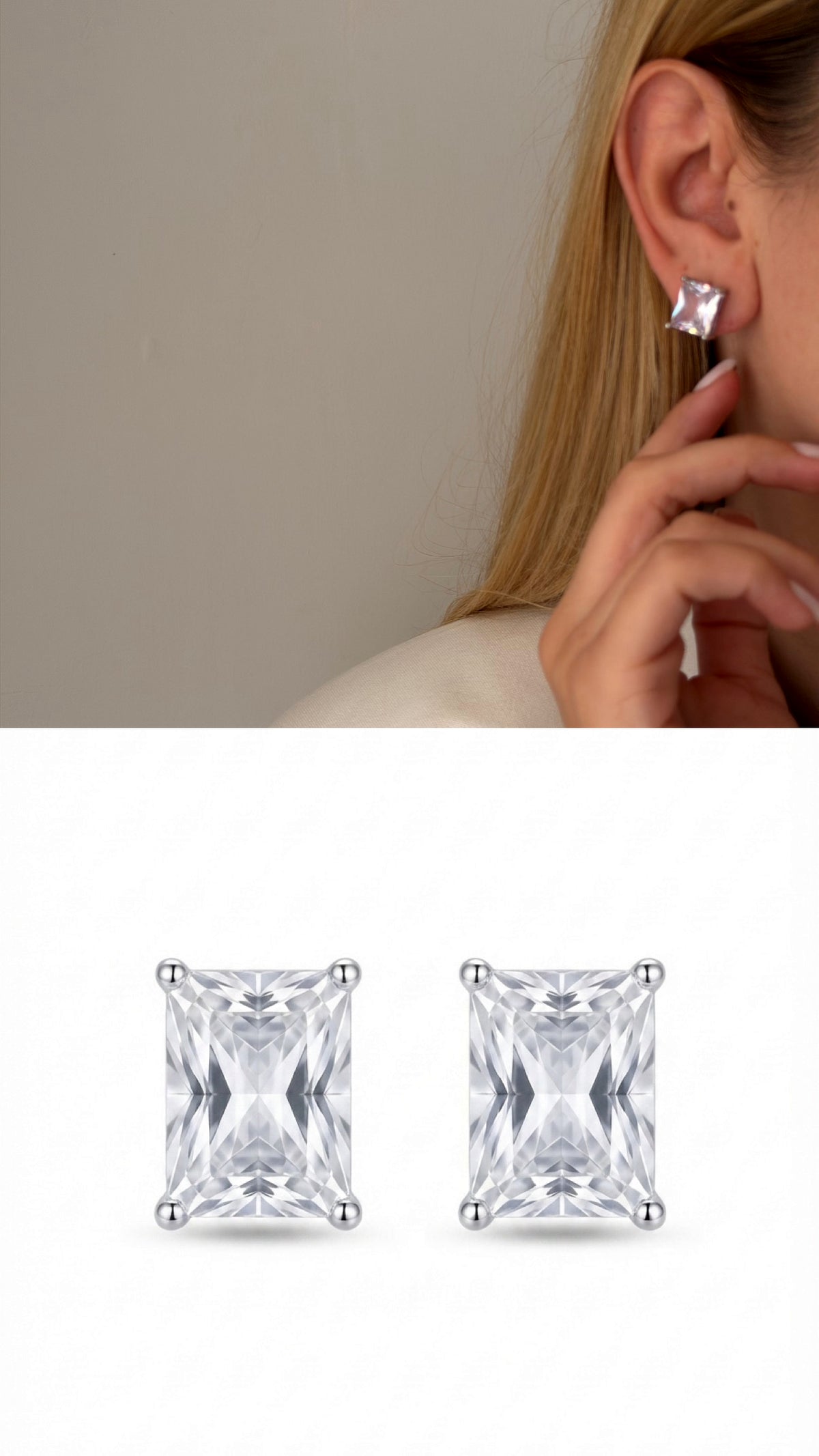 CW1VPEARNG00166-silver-emerald-cut-cz-prong-set-stud-earrings-catwalkjewellery wholesale jewelry VIP 14K EARRINGS  Catwalk Jewellery Europe