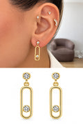18K Gold Plated Stainless Steel Oval Paperclip Bezel CZ Floating Drop Earrings - CW1VPEARRING00407 | Wholesale Stainless Steel Jewelry Catwalk Jewellery Europe