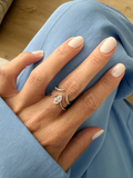 Silver Plated Stainless Steel Pave CZ Marquise Open Adjustable Ring - CW1RING00216 | Wholesale Stainless Steel Jewelry Catwalk Jewellery Europe