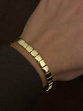 Gold Chunky Square Tile Link Bracelet - CW1VPBRCLT0010 | Wholesale Stainless Steel Jewelry Catwalk Jewellery Europe