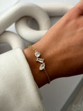 Gold Mixed Cut CZ Cluster Station Chain Bracelet - CW1VPBRCLT006 | Wholesale Stainless Steel Jewelry Catwalk Jewellery Europe