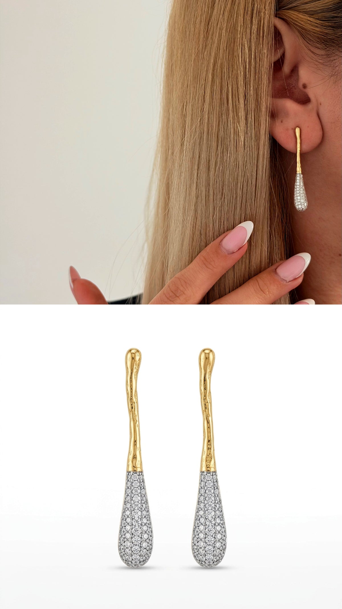 Two-Tone Cubic Zirconia Vip 14k earrings  – Catwalk Jewellery wholesale jewelry VIP 14K EARRINGS  Catwalk Jewellery Europe