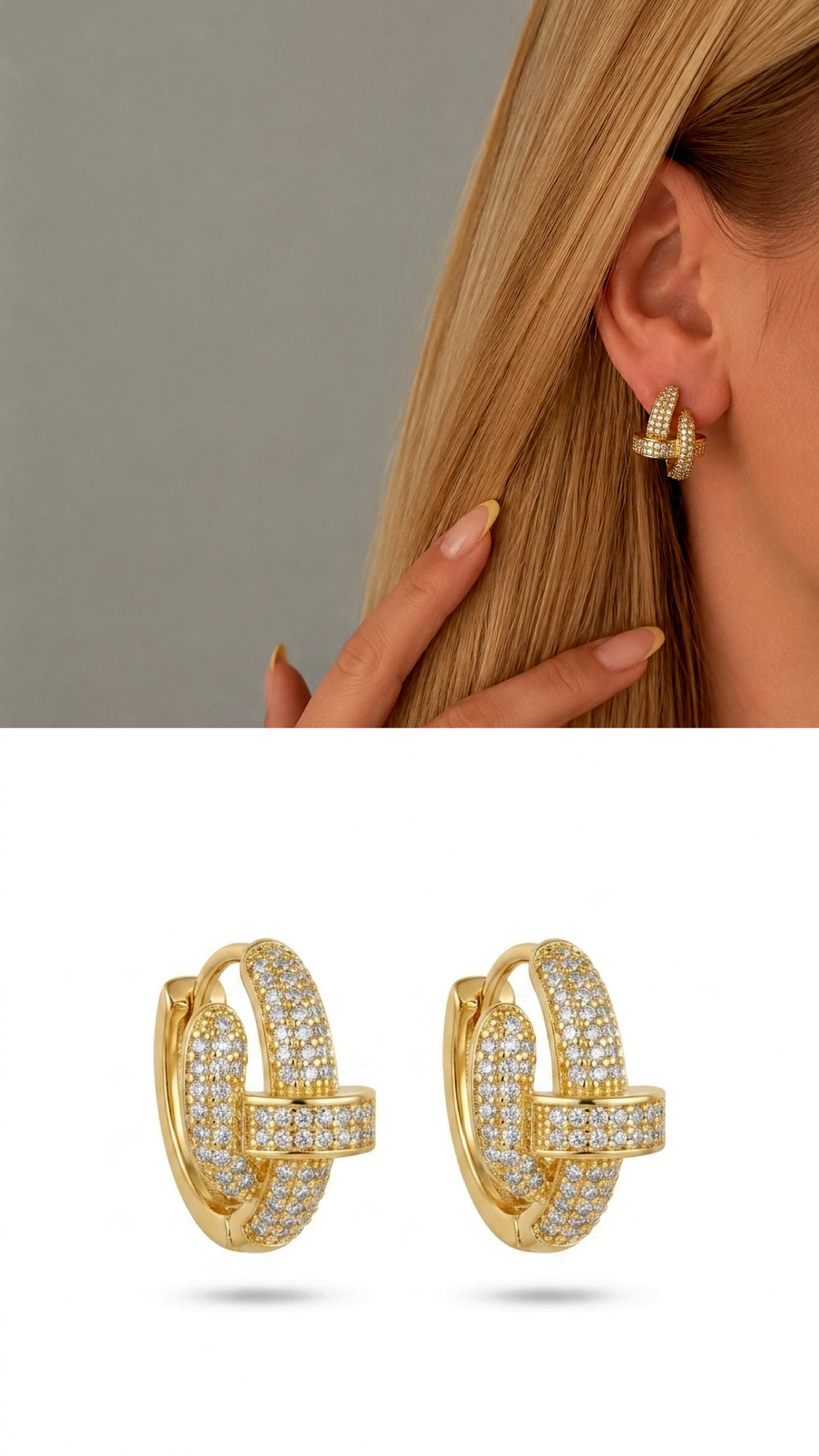 CW1VPEARNG00260-gold-interlocking-chunky-c-hoop-cz-pave-curated-maximalism-statement-earrings-catwalkjewellery wholesale jewelry VIP 14K EARRINGS  Catwalk Jewellery Europe