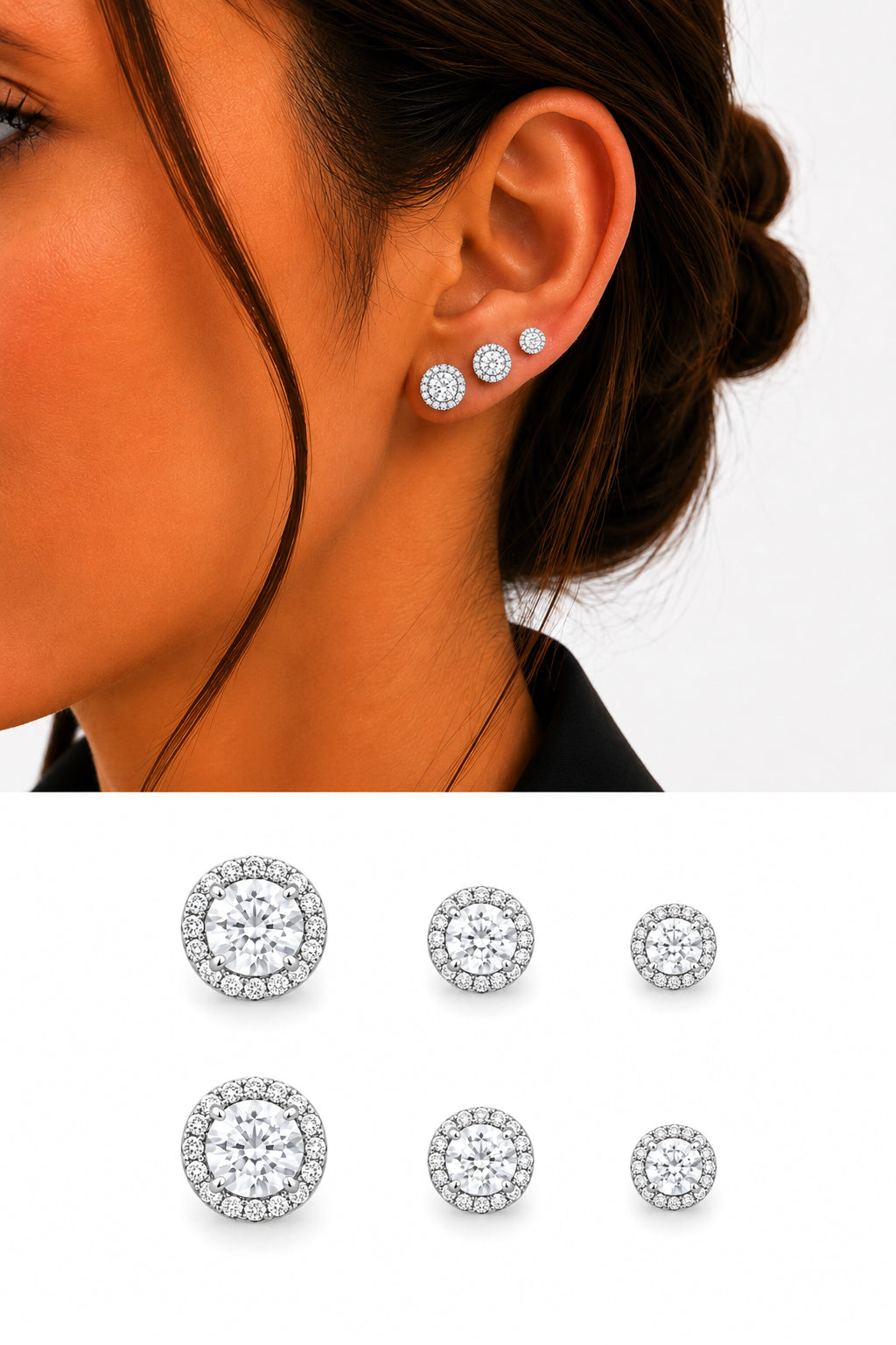 CW1VPEARNG00278-silver-cz-pave-round-cut-halo-graduated-stud-earring-set-of-3-catwalkjewellery wholesale jewelry VIP 14K EARRINGS  Catwalk Jewellery Europe