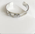 Silver Messika Style Three Moving CZ Bezel Open Cuff Bangle - CW1CUFF001 | Wholesale Stainless Steel Jewelry Catwalk Jewellery Europe