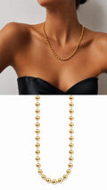 Gold Chunky Beaded Ball Chain Necklace - CW1NKL0043 | Wholesale Stainless Steel Jewelry Catwalk Jewellery Europe