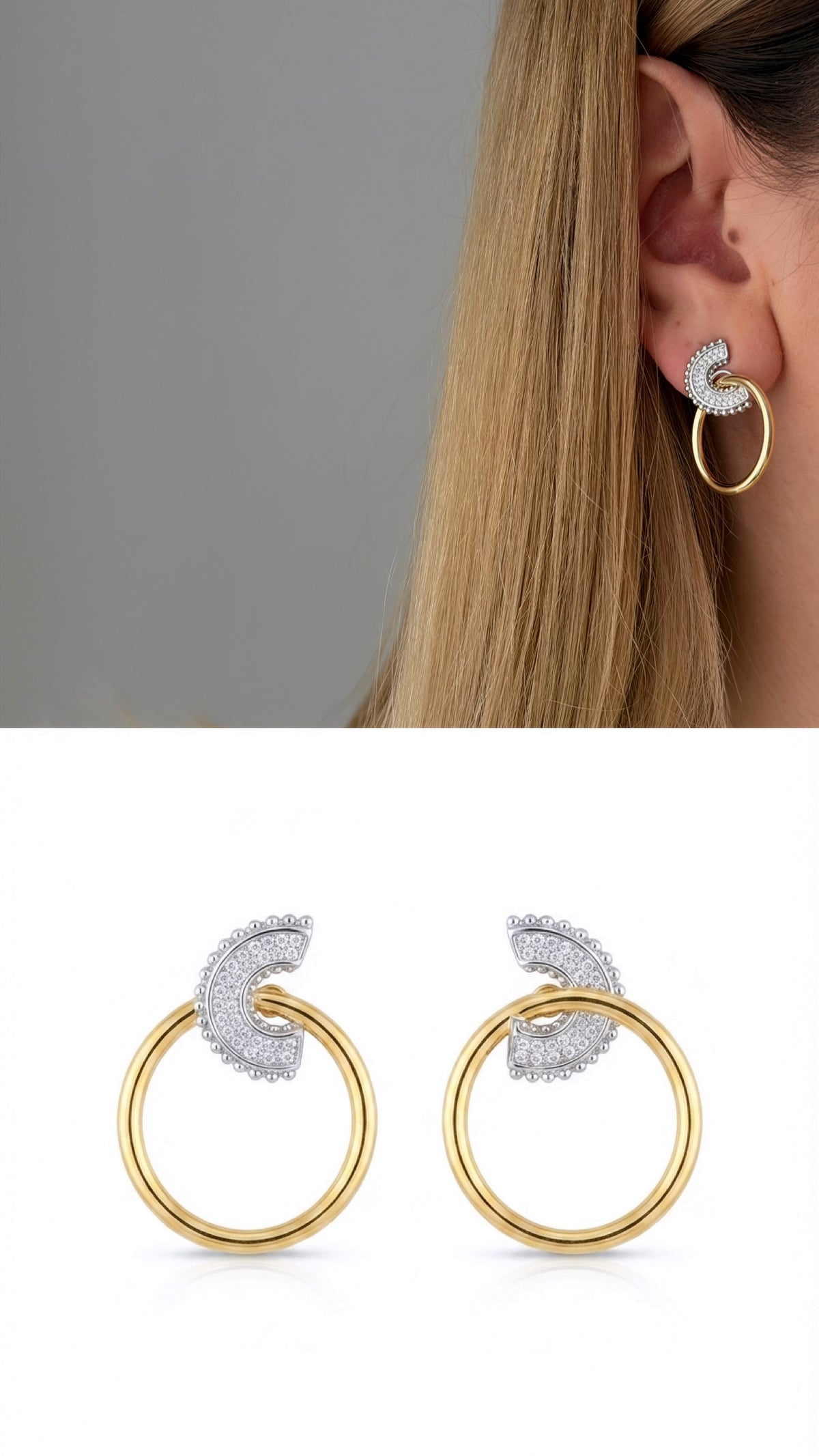 Two-Tone Cubic Zirconia Vip 14k earrings  – Catwalk Jewellery wholesale jewelry VIP 14K EARRINGS  Catwalk Jewellery Europe