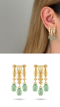 18K Gold Plated Stainless Steel Geometric Art Deco Green Teardrop Dangle Earrings - CW1VPEARRING00457 | Wholesale Stainless Steel Jewelry Catwalk Jewellery Europe